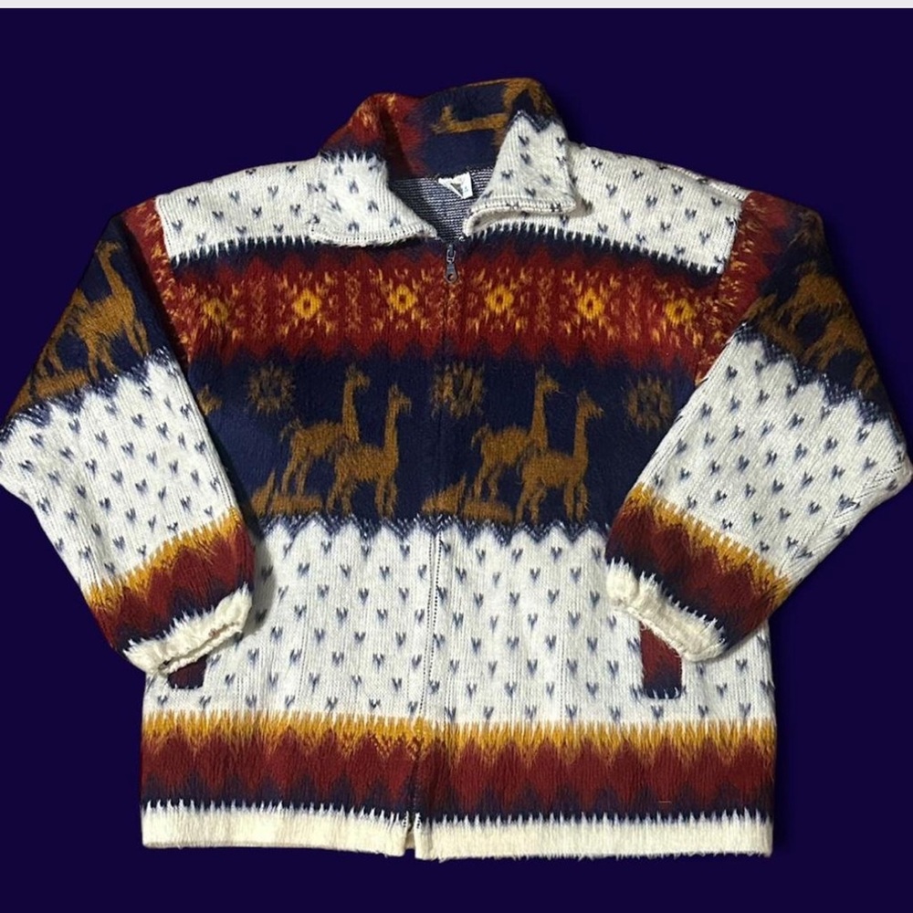 Unisex Ecuadorian Multicolor Patterned 100% wool jacket